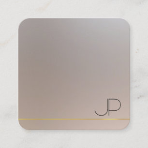 Modern Gold Silver Look Monogram Elegant Template Square Business Card