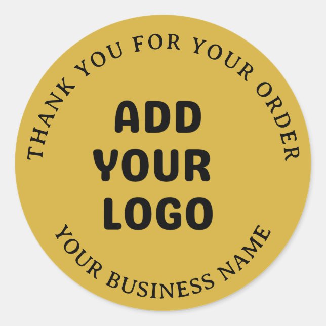 Modern Gold Simple Add Your Logo Business Sticker (Front)