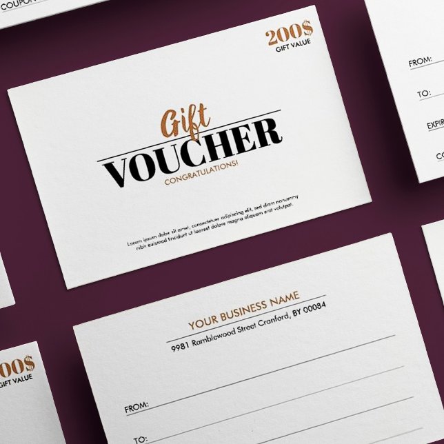 Modern Gold Simple Business Gift Voucher Card (Creator Uploaded)