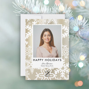 Modern Gold Snowflake Notary Holiday Photo