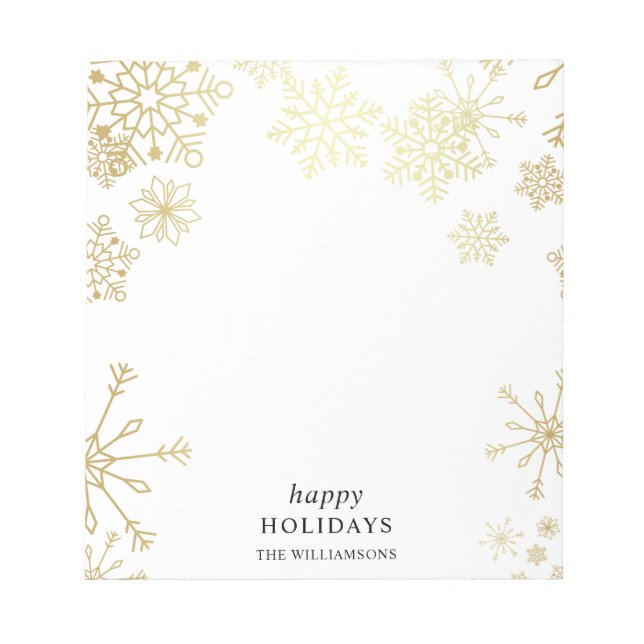 Modern Gold Snowflakes Christmas Party Notepad (Front)