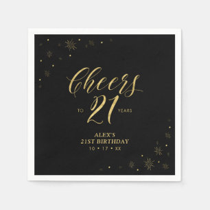 Modern Gold Sparkle 21st Birthday Party Napkin