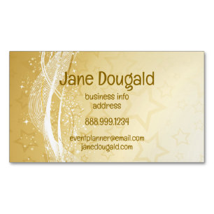 Modern Gold Sparkle Star Custom Magnetic Business Card