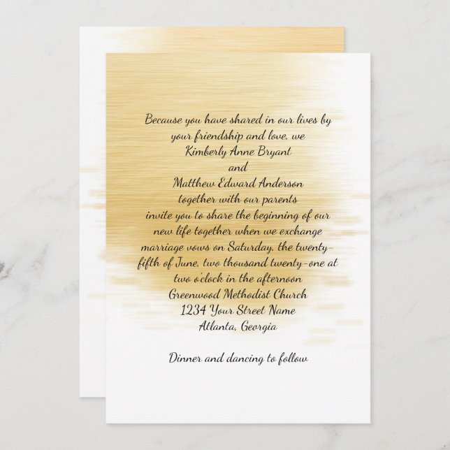 Modern Gold Splash Wedding Invitation (Front/Back)