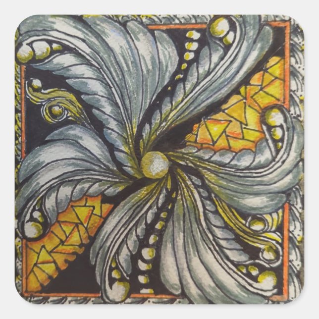 Modern Gold Square Sticker (Front)