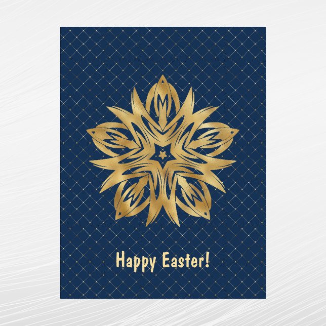 Modern Gold Star Blue Easter Holiday Postcard (Creator Uploaded)
