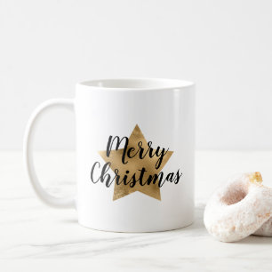Modern Gold Star Christmas Coffee Mug
