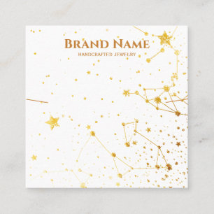 Modern Gold Star Line Art Necklace Display Square Business Card