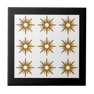 Modern Gold Starburst Pattern   Black Tile