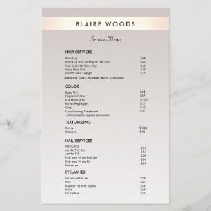Modern Gold  Stripe Hair Salon Price List Menu