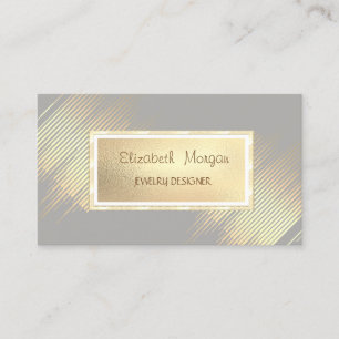 Modern Gold Stripes,Gold Frame Jewellery Designer Business Card