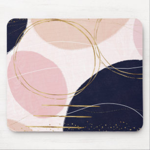 Modern Gold Strokes & Circles Minimal Pink Design Mouse Pad