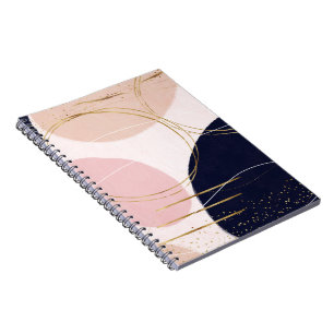 Modern Gold Strokes & Circles Minimal Pink Design Notebook