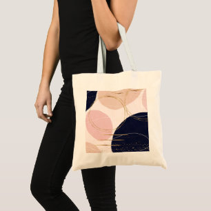 Modern Gold Strokes & Circles Minimal Pink Design Tote Bag
