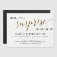 Modern Gold Stylish Script Surprise Birthday Party