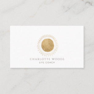 Modern Gold Sun Life Coach Minimalist Elegant Business Card
