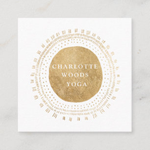 Modern Gold Sun Yoga Instructor Minimalist Elegant Square Business Card