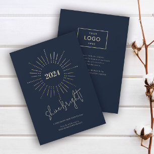 Modern Gold Sunburst New Years Business Holiday Card