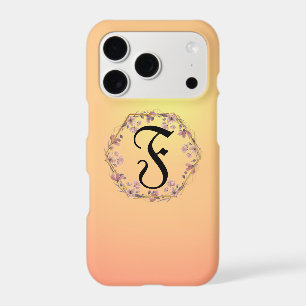 Modern gold sunset gradient flowers Monogram Name