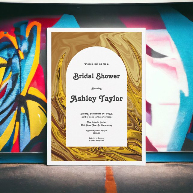 Modern Gold Terracotta Abstract Art Bridal Shower Invitation (Creator Uploaded)