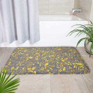 Modern Gold Terrazzo Pattern Bath Mat