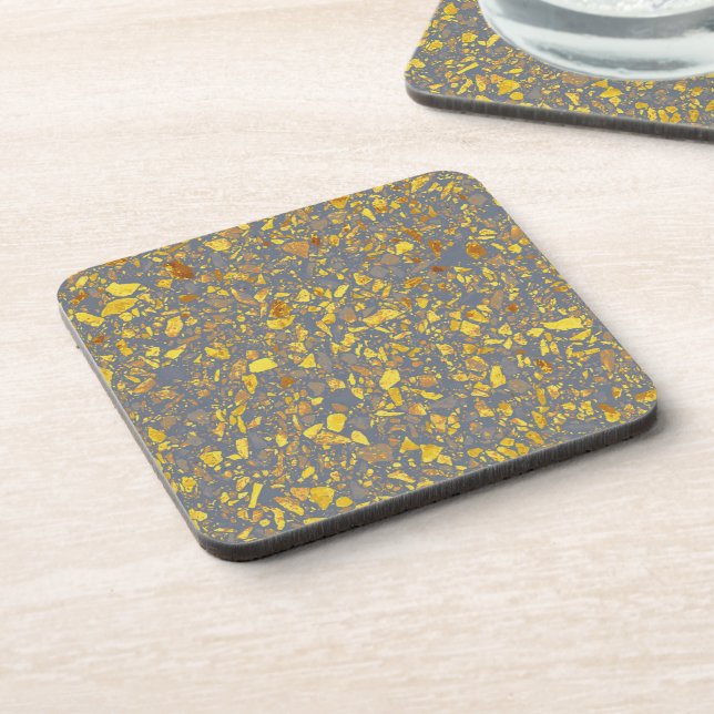 Modern Gold Terrazzo Pattern Coaster (Left Side)