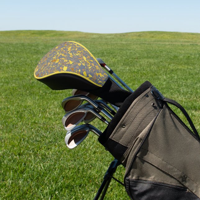 Modern Gold Terrazzo Pattern Golf Head Cover (In Situ)