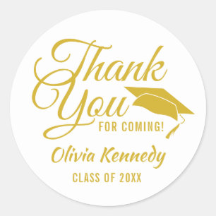 Modern Gold  Thank You Graduation Party Favour Classic Round Sticker