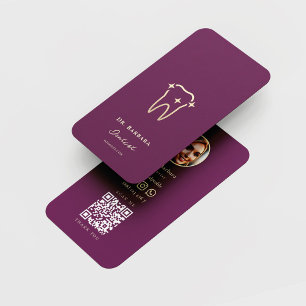 MODERN GOLD TOOTH DENTIST ORTHODONTIST QR BUSINESS CARD