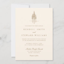 Modern Gold Tree Forest Rustic Wedding Invitation