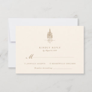 Modern Gold Tree Forest Rustic Wedding RSVP Card