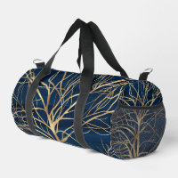 Modern Gold Tree Silhouette Minimal Blue Design