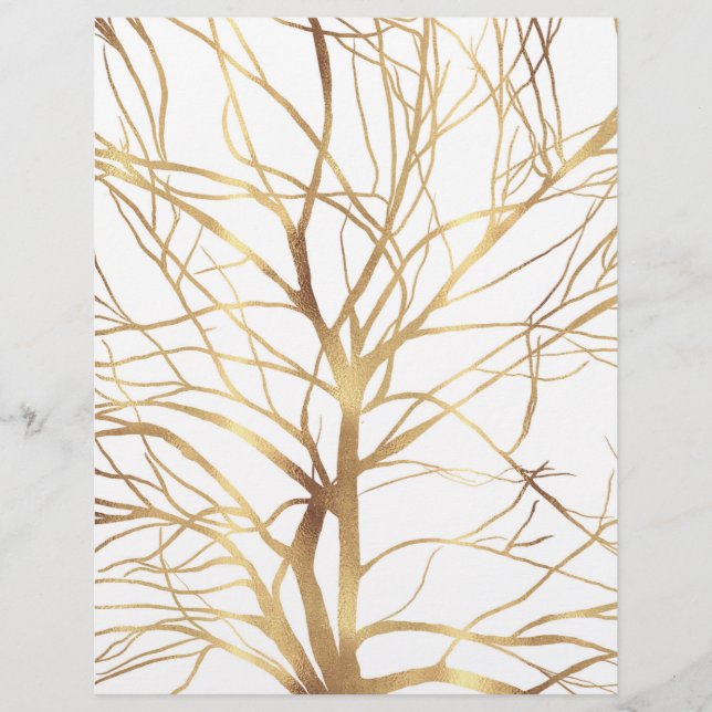 Modern Gold Tree Silhouette Minimal White Design Custom Letterhead (Front)