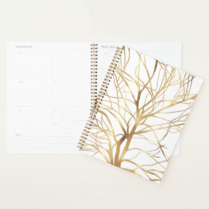 Modern Gold Tree Silhouette Minimal White Design Planner