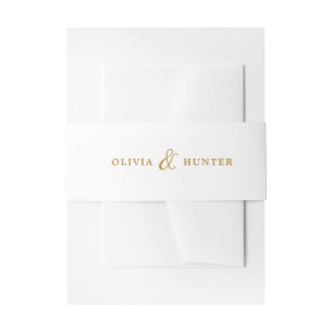 Modern Gold Typo white Wedding Invitation Belly Band