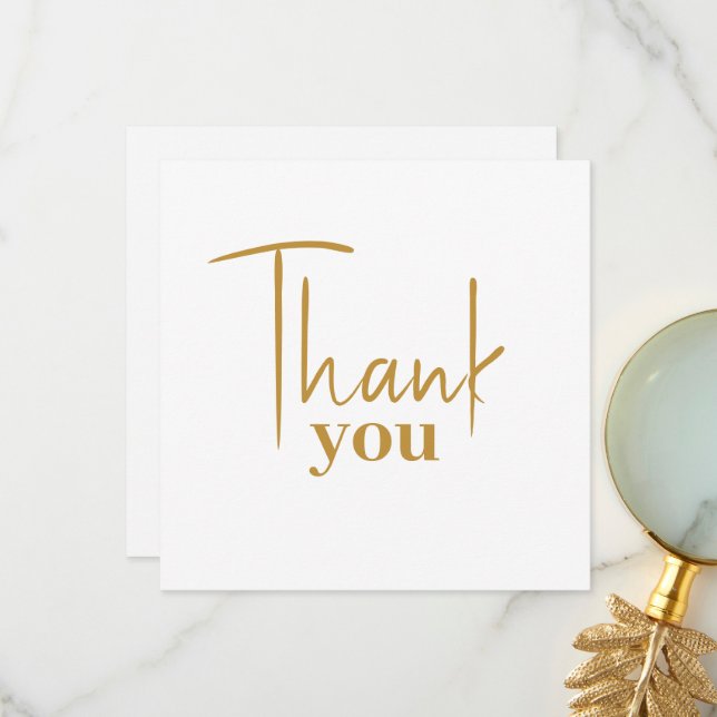 Modern Gold Typographic Thank You Card (Front/Back In Situ)