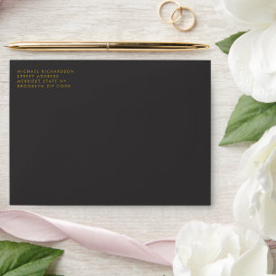 Modern Gold Typography Dark Grey Simple Wedding Envelope