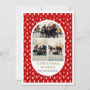 Modern Gold Typography Family Photo Holiday Arch Card