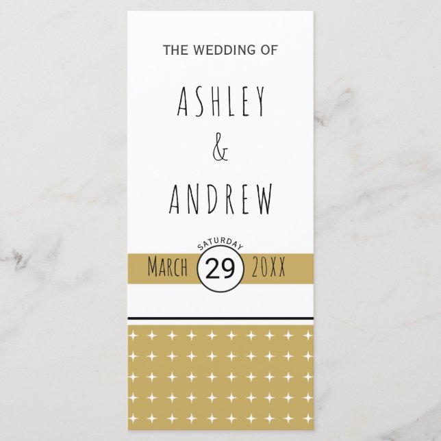 Modern gold typography geometric wedding program programme (Front)