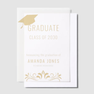 Modern Gold Typography Graduation Party Vellum Invitations