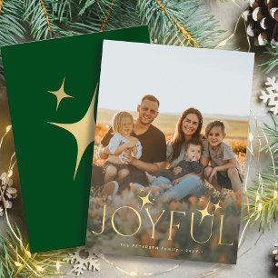 Modern gold typography photo overlay Christmas Holiday Card