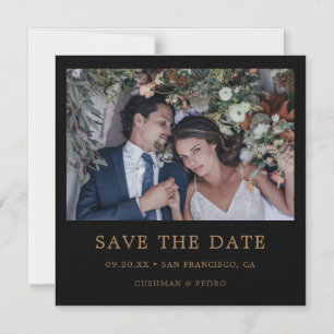 Modern Gold Typography Photo Wedding Save The Date Magnetic Invitation