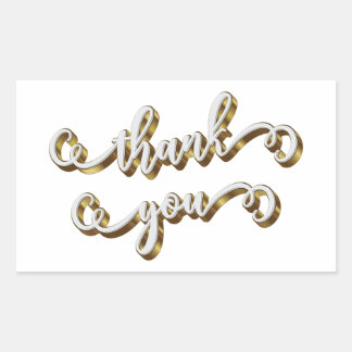 Modern Gold Typography Thank You Rectangular Sticker