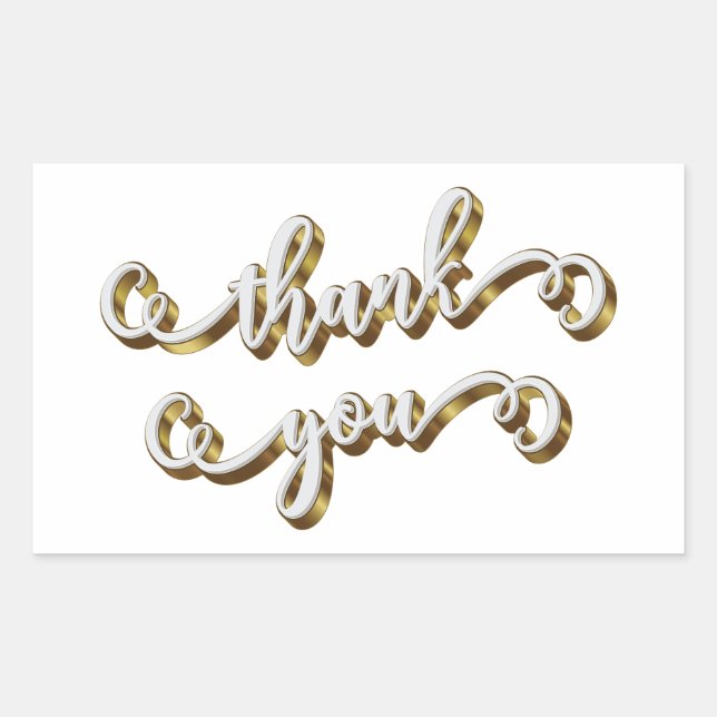 Modern Gold Typography Thank You  Rectangular Sticker (Front)