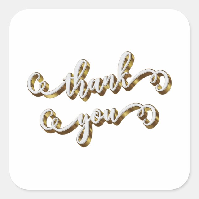 Modern Gold Typography Thank You  Square Sticker (Front)