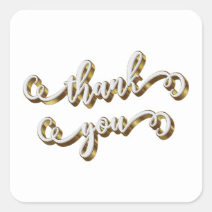 Modern Gold Typography Thank You  Square Sticker