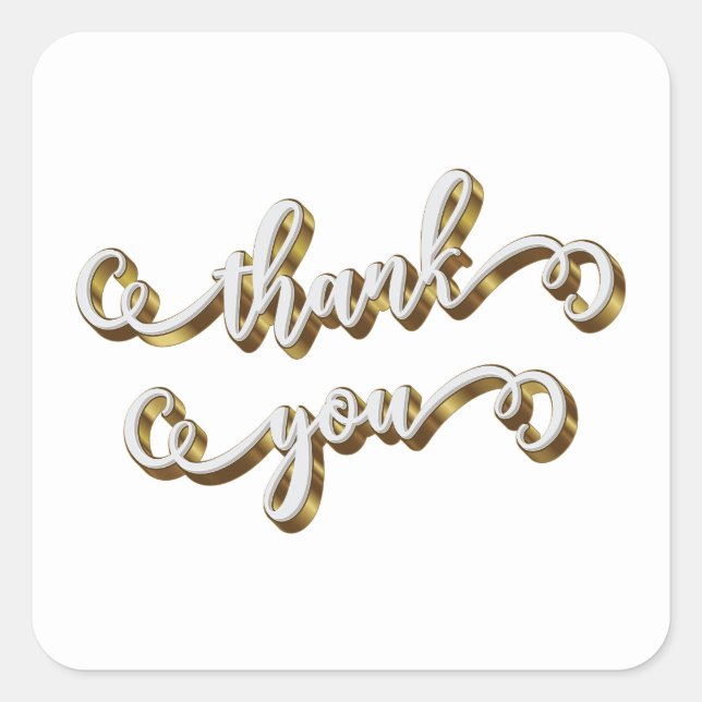Modern Gold Typography Thank You  Square Sticker (Front)