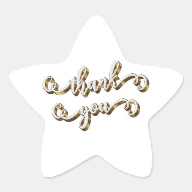 Modern Gold Typography Thank You  Star Sticker (Front)