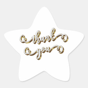 Modern Gold Typography Thank You Star Sticker