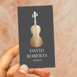 Modern Gold Violin Music Teacher Violinist Business Card